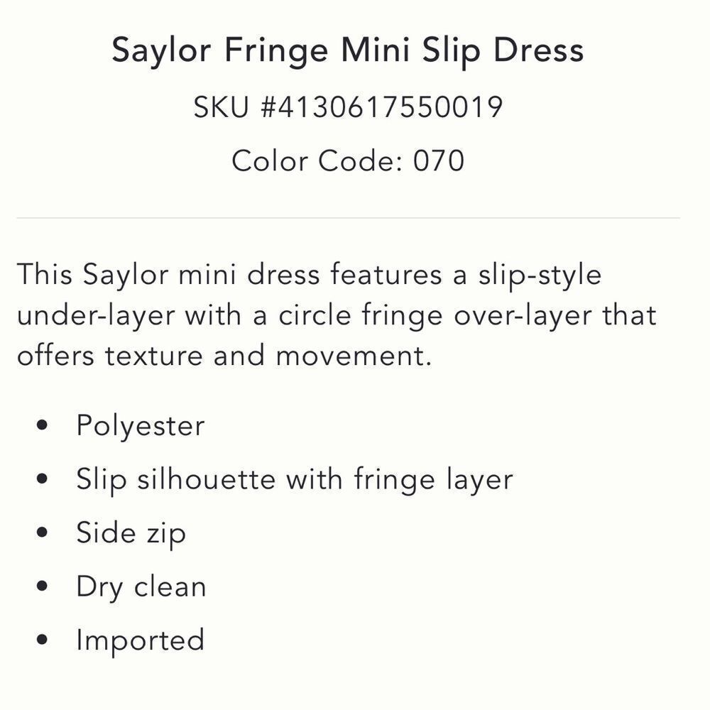 Anthropologie x Saylor Fringe Mini Slip Dress/ size XS - Picture 7 of 14